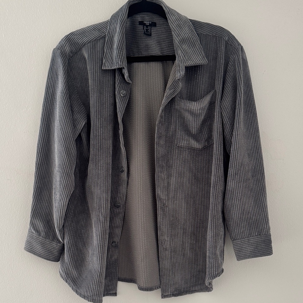 Forever 21 boys Charcoal Corduroy Shirt Jacket